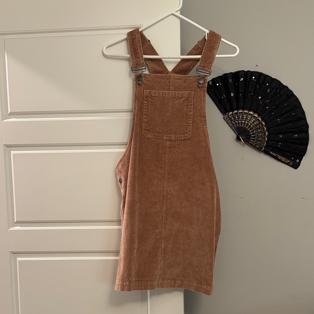 True Craft Brown Corduroy Overall Dress